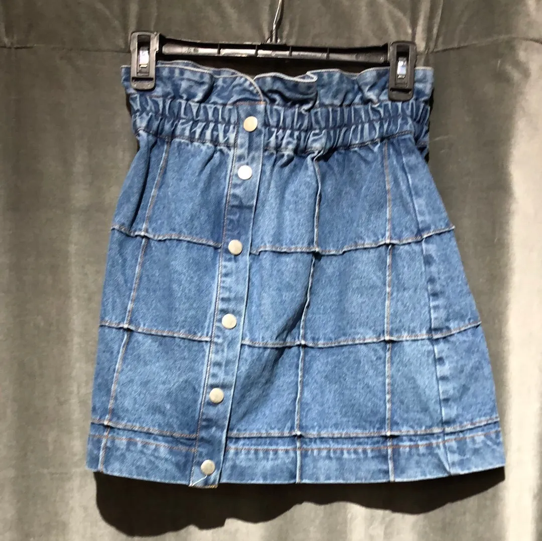 SEA NY Paper Bag Waist Snap Front Layered Mini Skirt