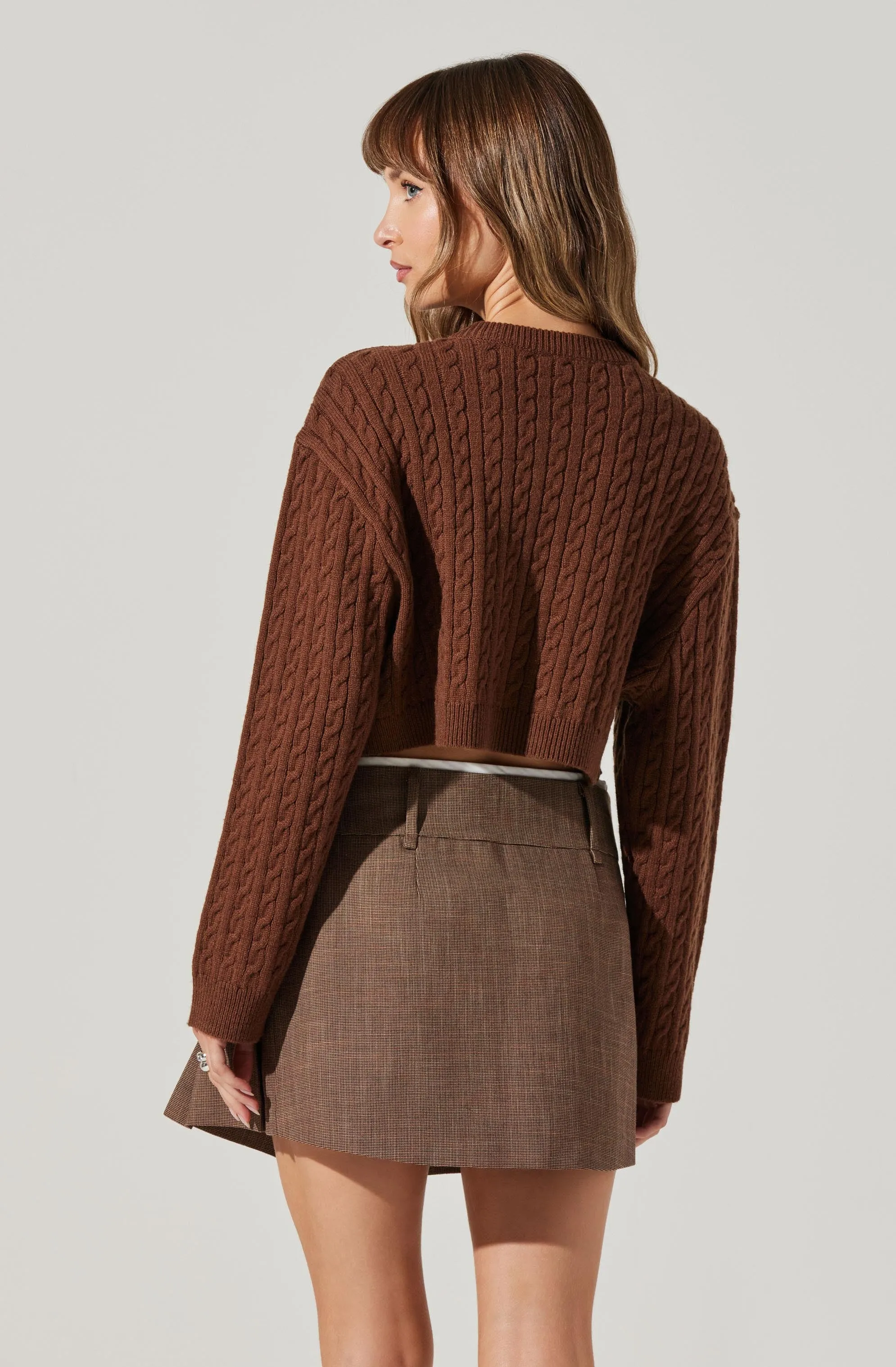 Sebille Cropped Cable Cardigan