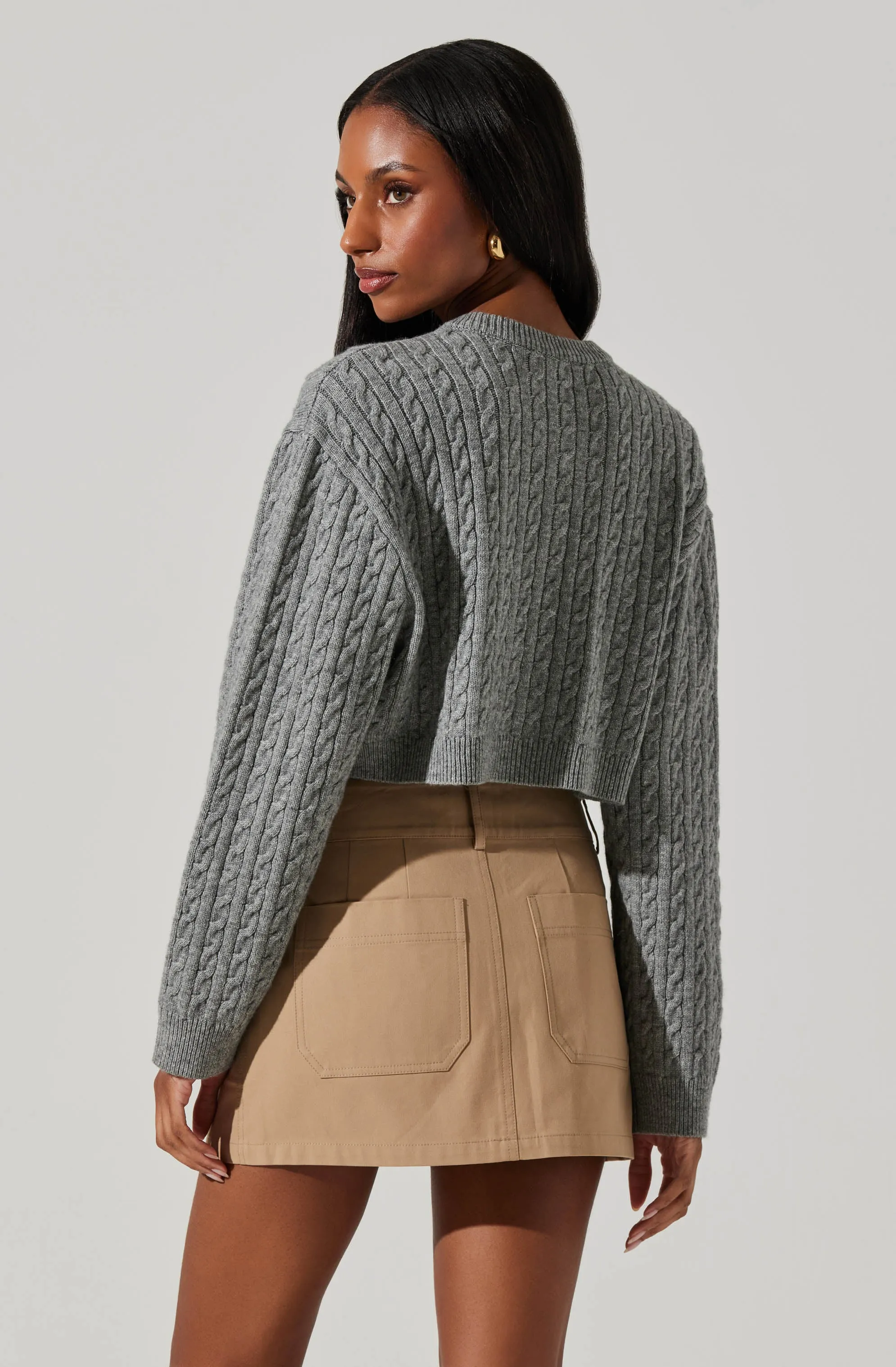 Sebille Cropped Cable Cardigan