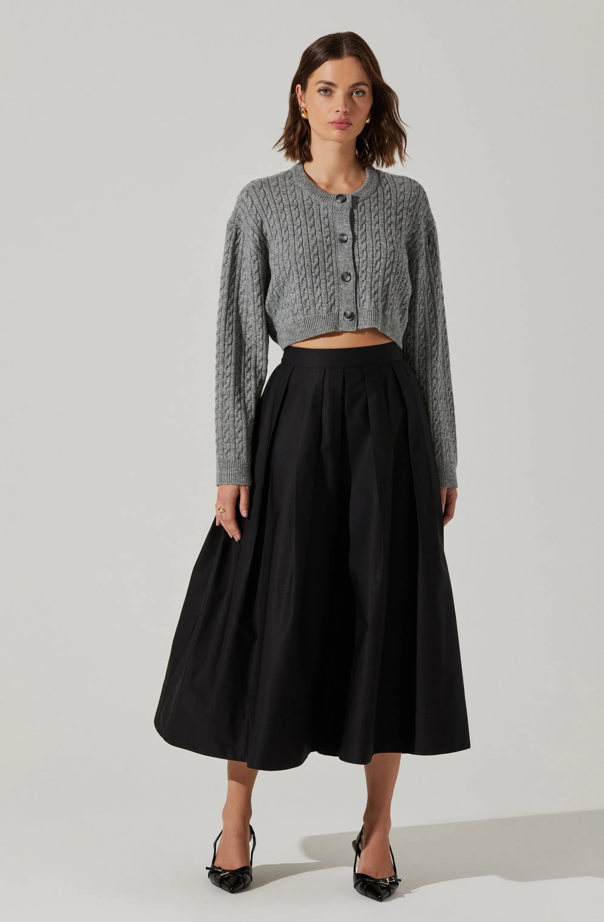 Sebille Cropped Cable Cardigan