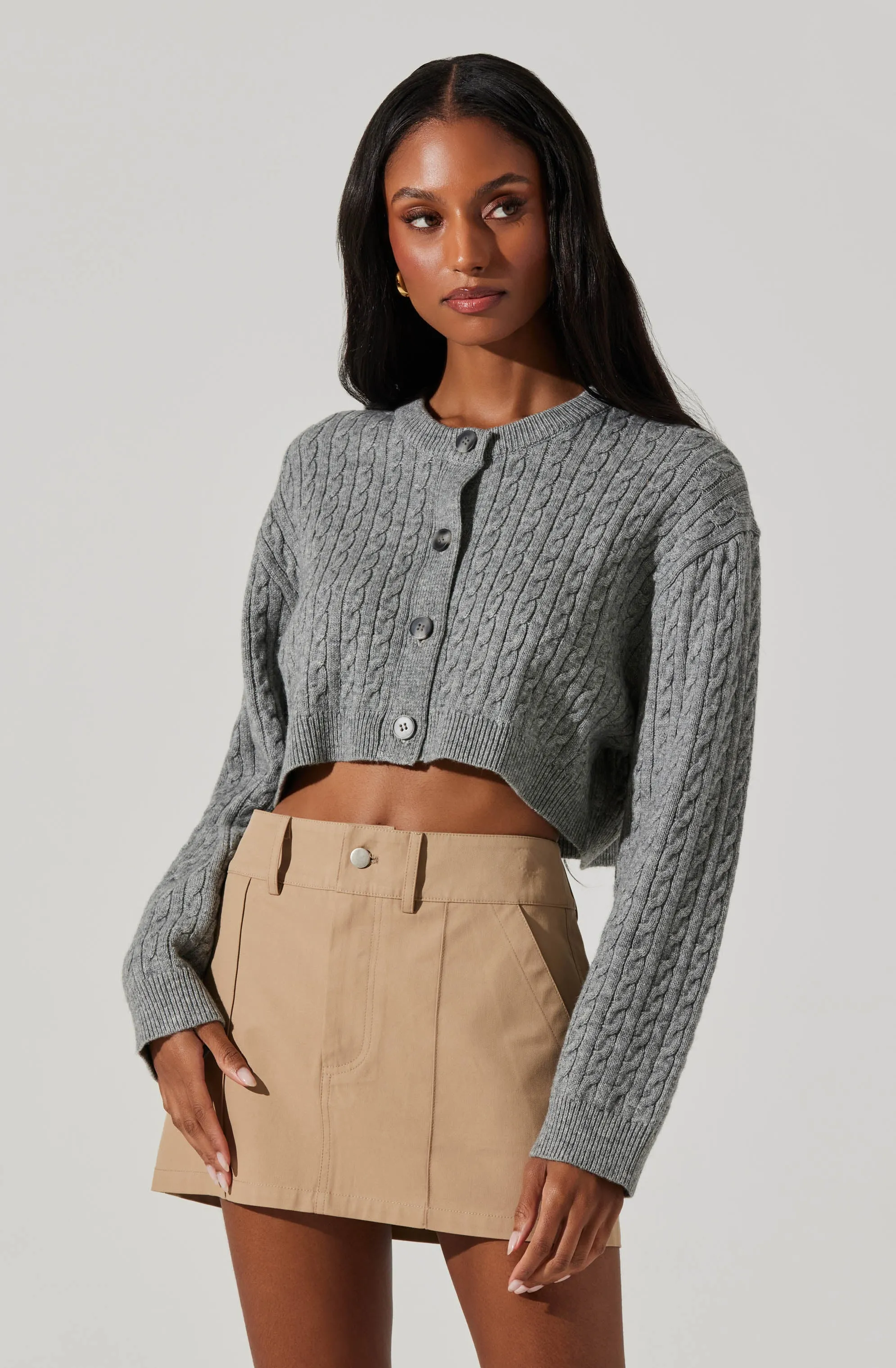 Sebille Cropped Cable Cardigan