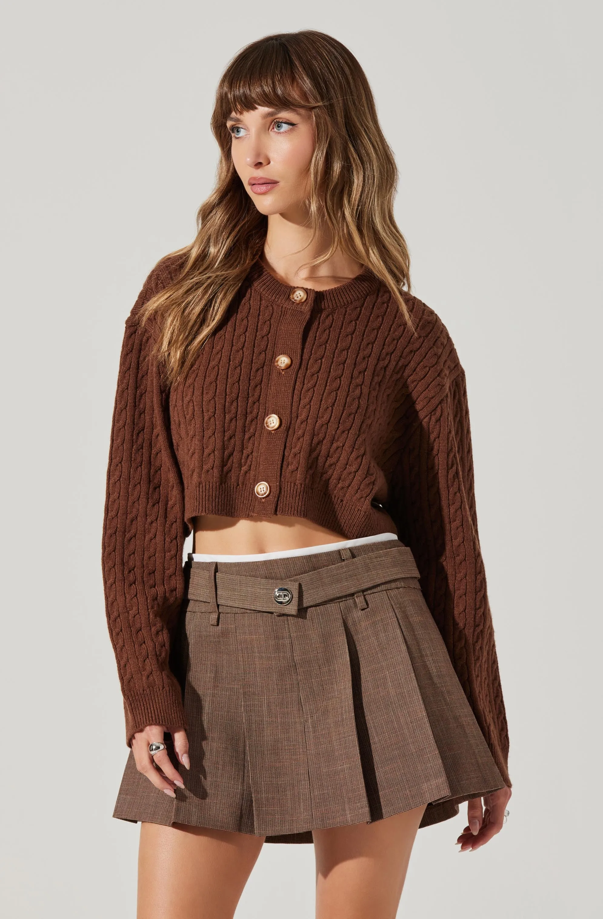 Sebille Cropped Cable Cardigan
