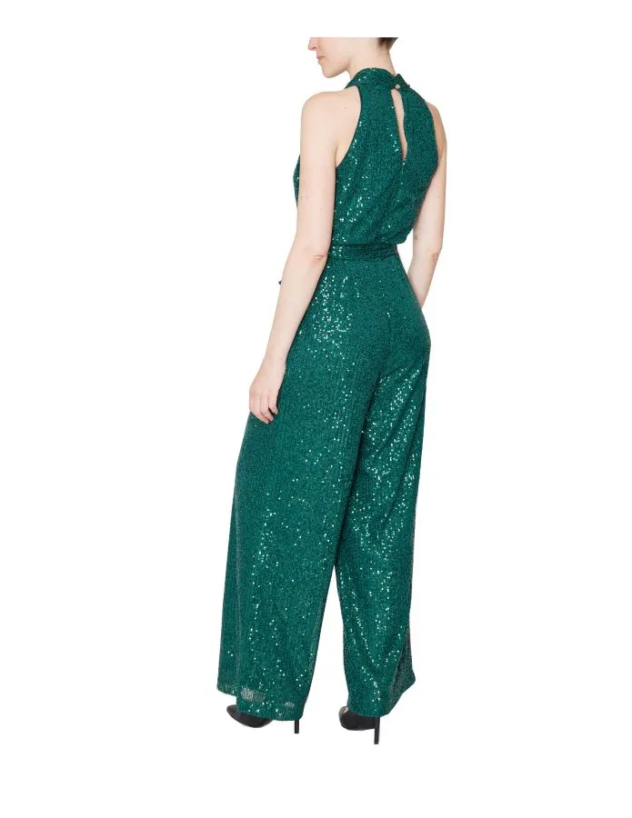 Sequins Halter Sash Waist Jumpsuit