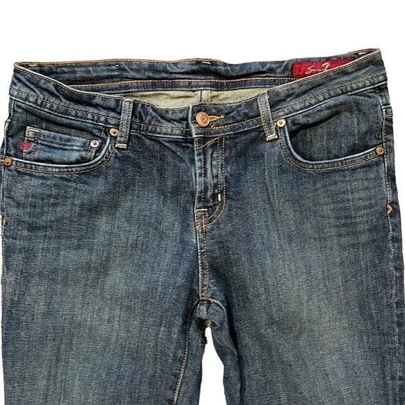 Seven 7 Classic Distressed Low Rise Boot Cut Jeans — Size 32‎ (runs small!) EUC