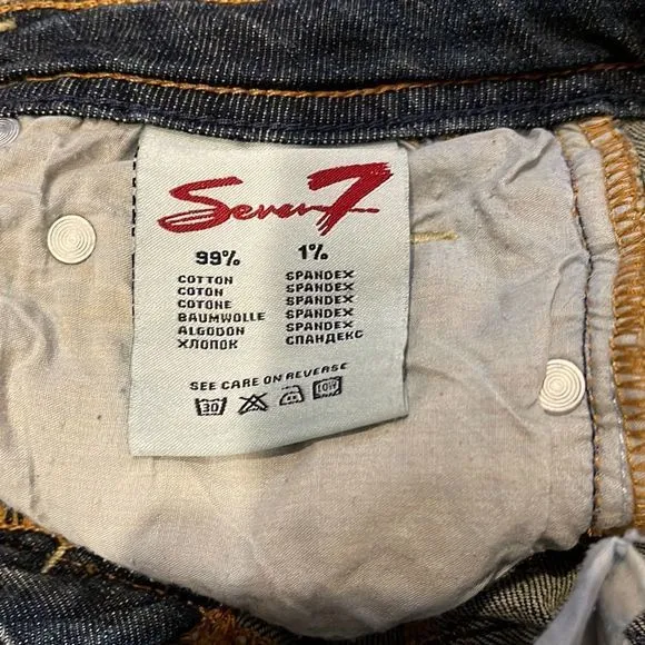 Seven 7 Classic Distressed Low Rise Boot Cut Jeans — Size 32‎ (runs small!) EUC