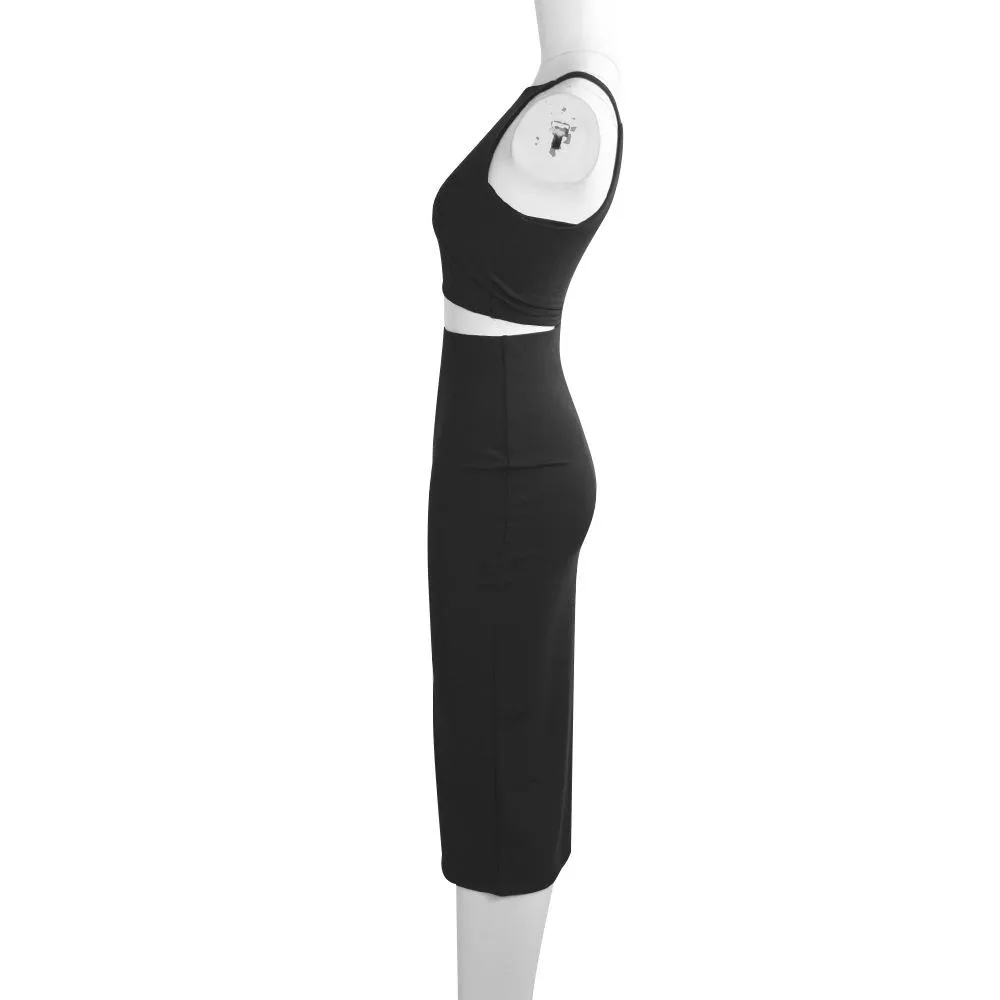 Sexy Round Neck Two Pieces Bodycon Dresses