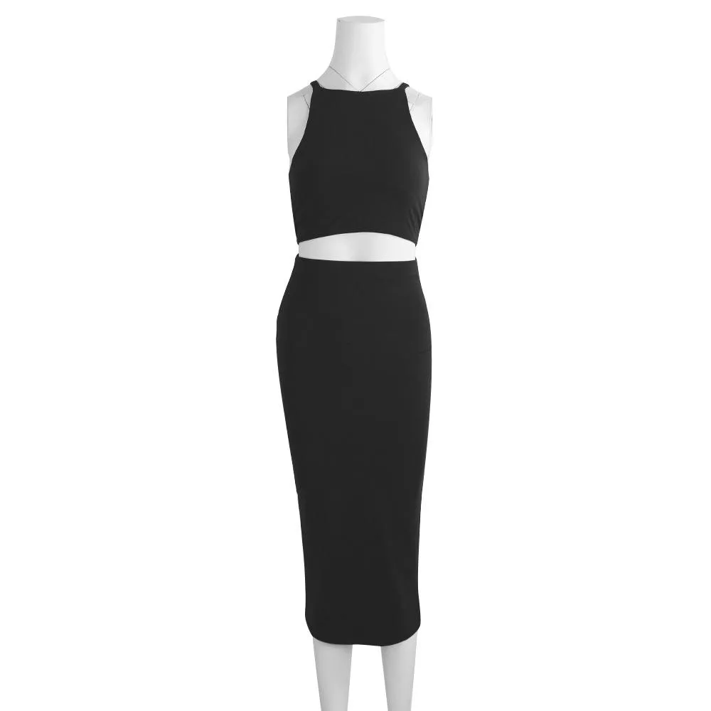 Sexy Round Neck Two Pieces Bodycon Dresses