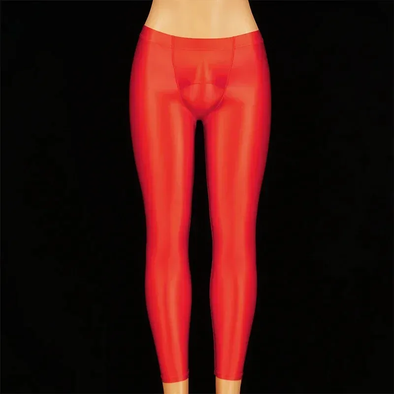 Shiny Bulge Pouch Opening Leggings