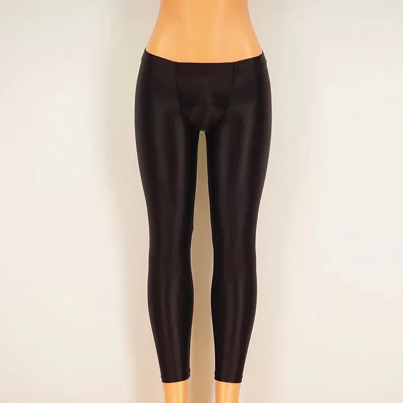 Shiny Bulge Pouch Opening Leggings