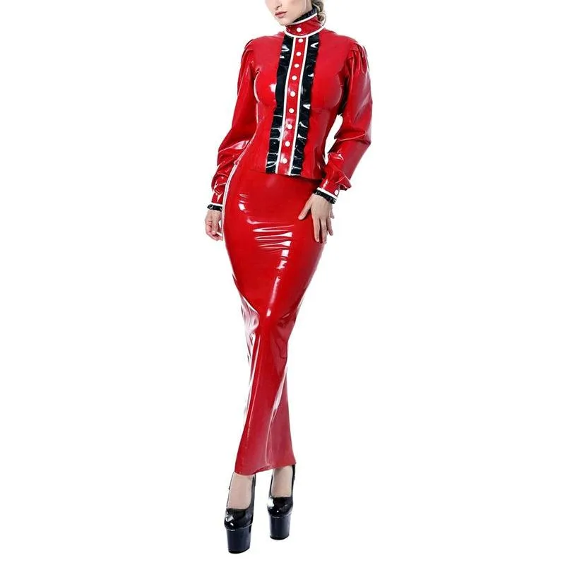 Shiny Patent Leather Mermaid Skirt, Bodycon Faux PVC Tight Split