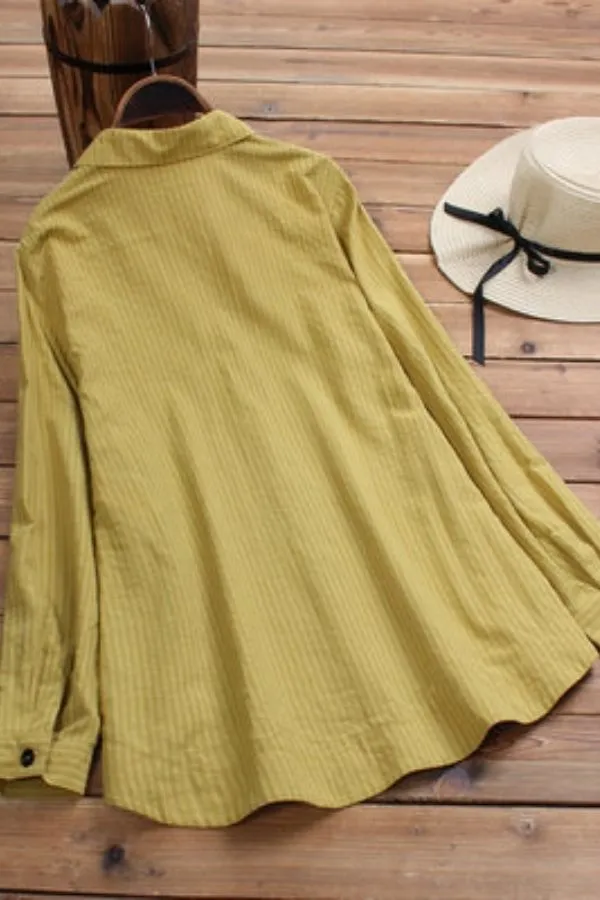 Shirt Collar Button Side Blouse