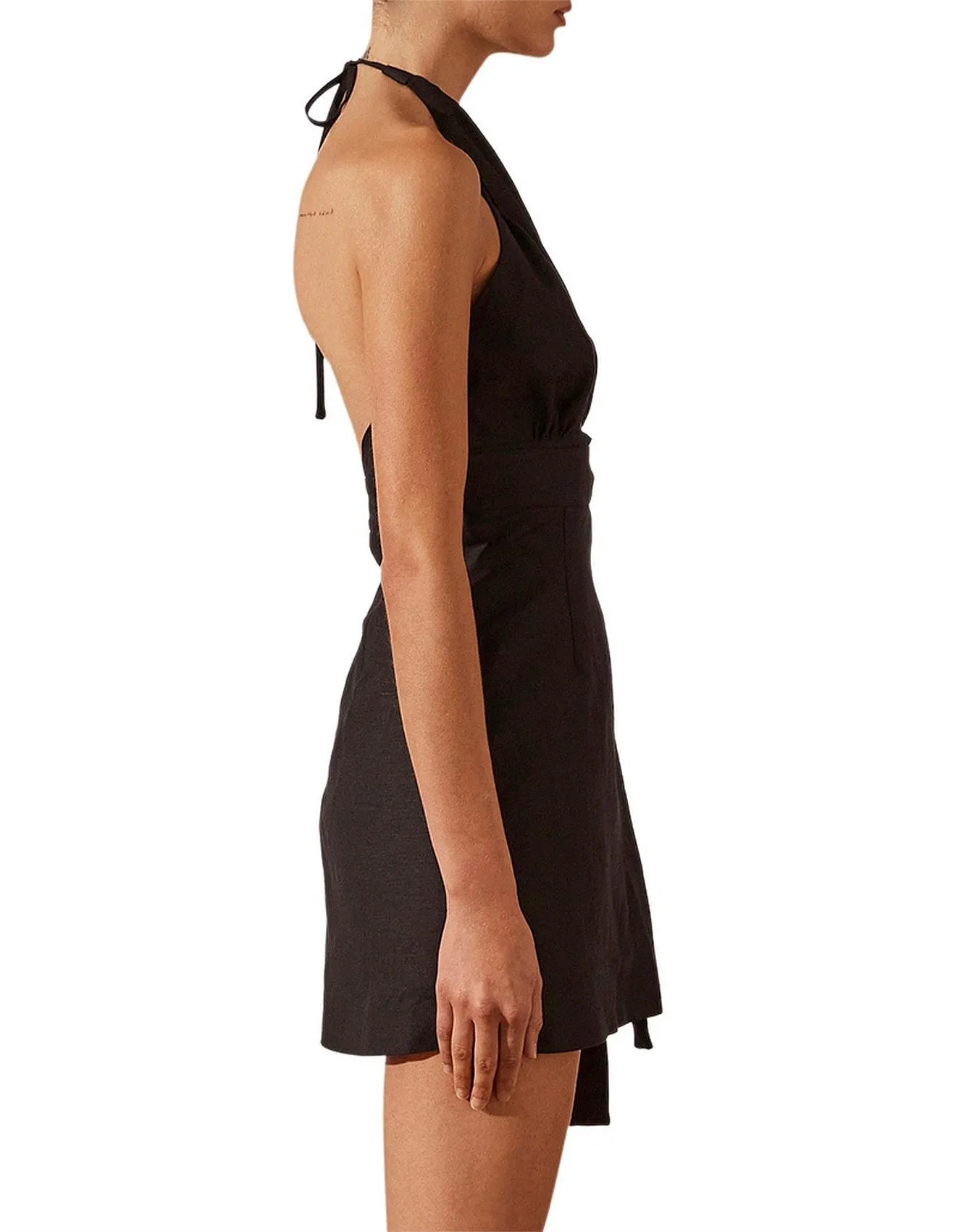 Shona Joy Morgan Linen Crossover Wrap Mini Dress
