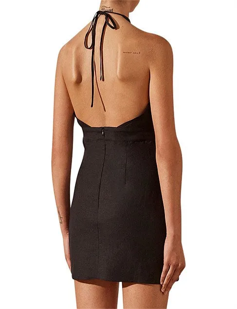Shona Joy Morgan Linen Crossover Wrap Mini Dress