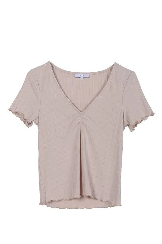 Short Sleeve V Neck Top