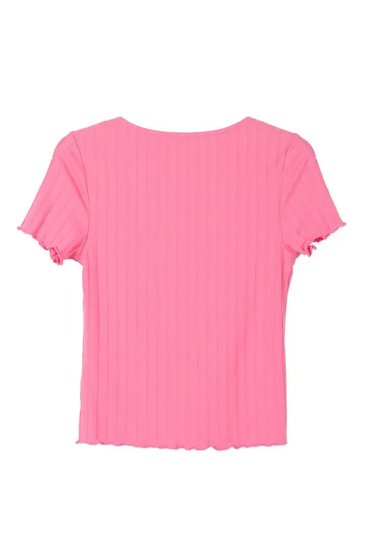 Short Sleeve V Neck Top