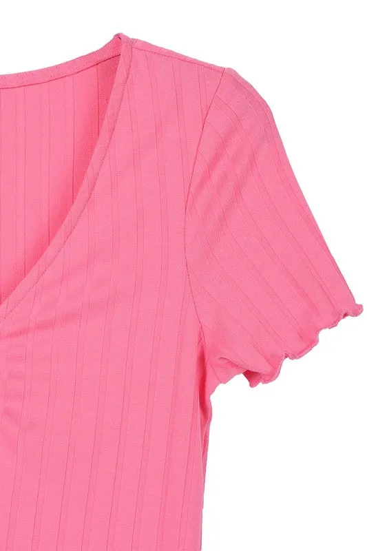 Short Sleeve V Neck Top