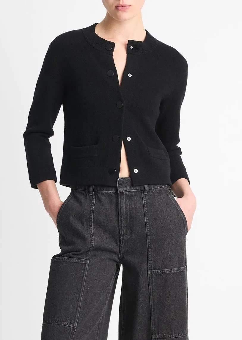 Shrunken Snap Cardigan (Black)