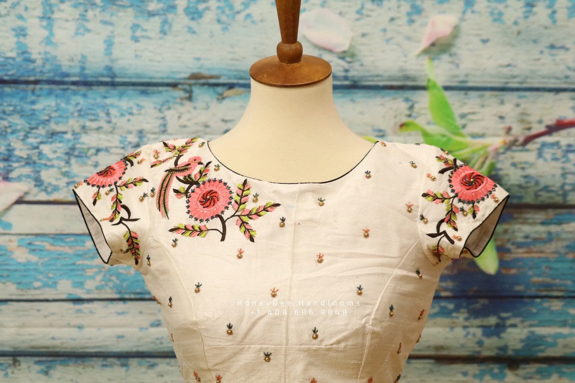 Silk Saree Blouse | Silk Blouse | zardhosi work Blouse | white Saree Blouse | Stitched Saree Blouse | Honeybee Handlooms