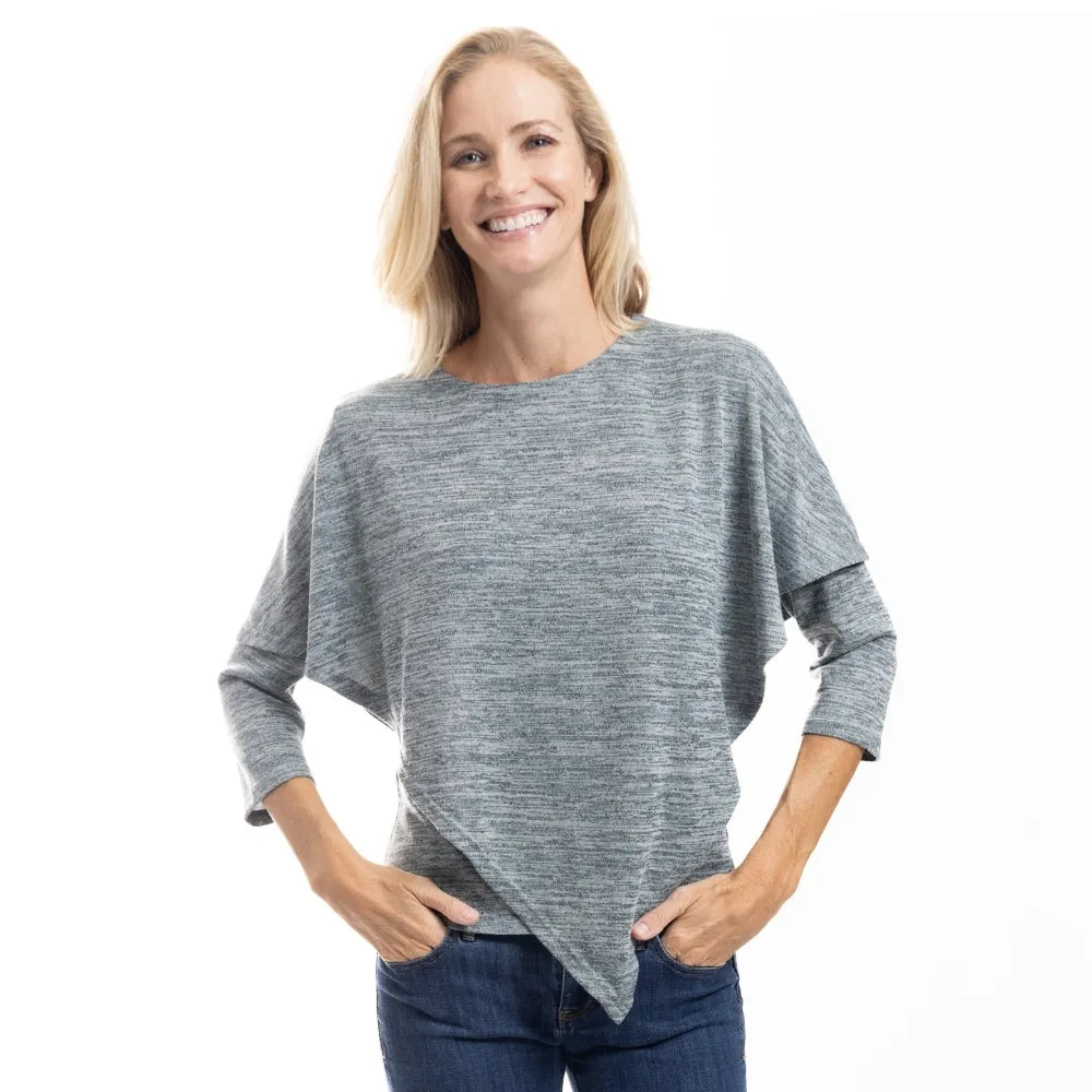 Silk Wave Poncho Popover Blouse