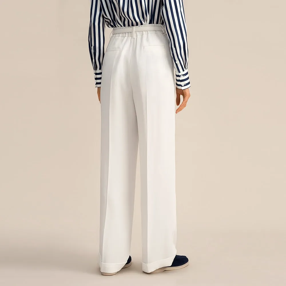 Silk Wide Leg Casual  Pants for Women Premium 40 Momme Heavy Silk Elastic Waist Trousers