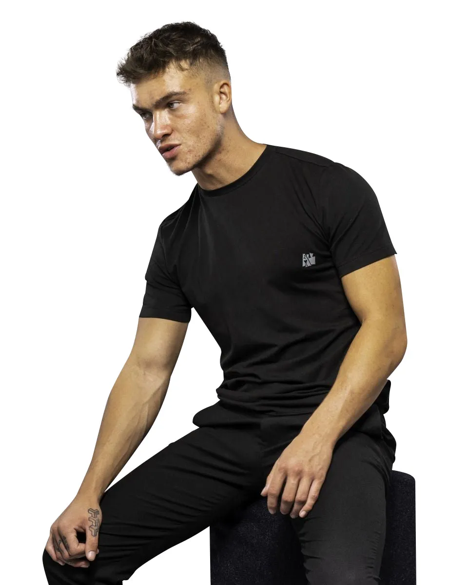SIMEONE SHORT SLEEVED T-SHIRT WITH CREW NECKLINE BLACK