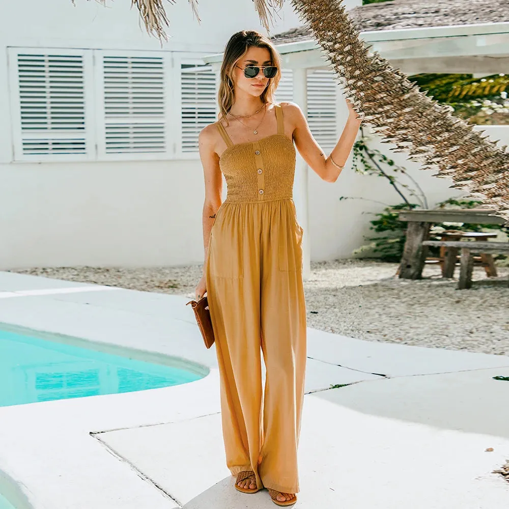 Smocked Wide Leg Jumpsuit