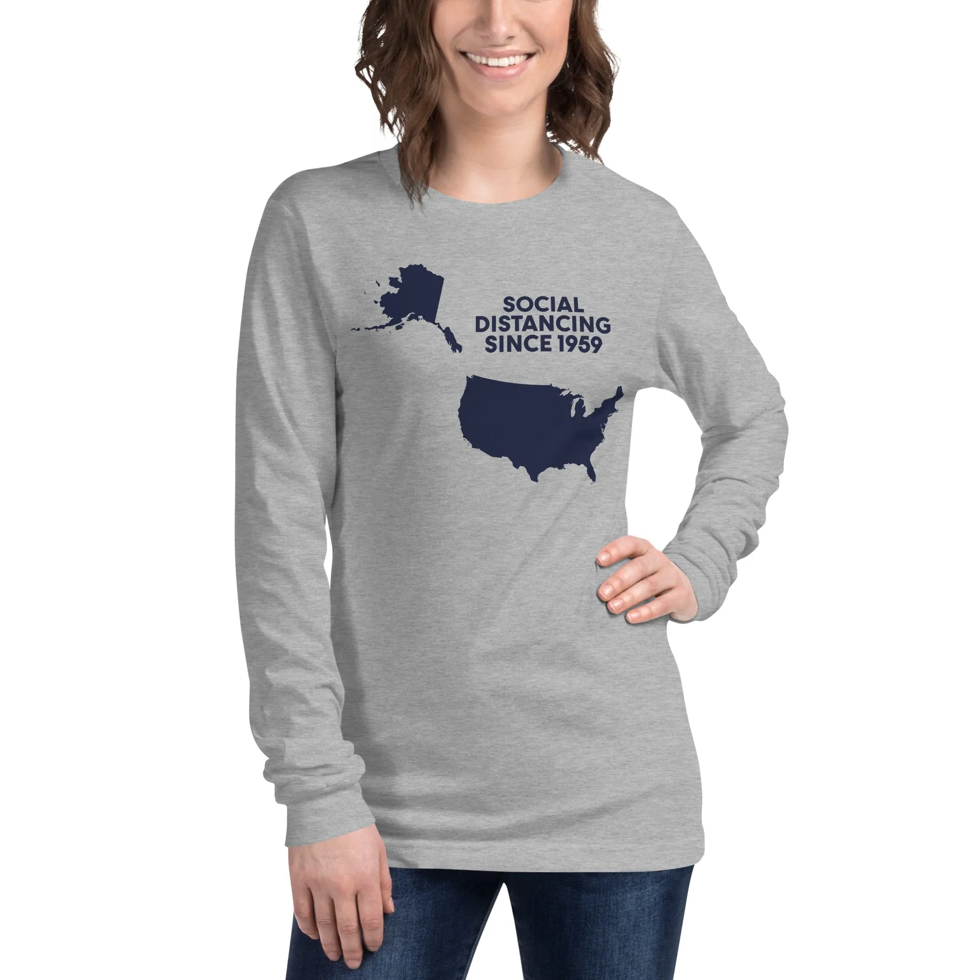 Social Distancing Since 1959 Map Long Sleeve