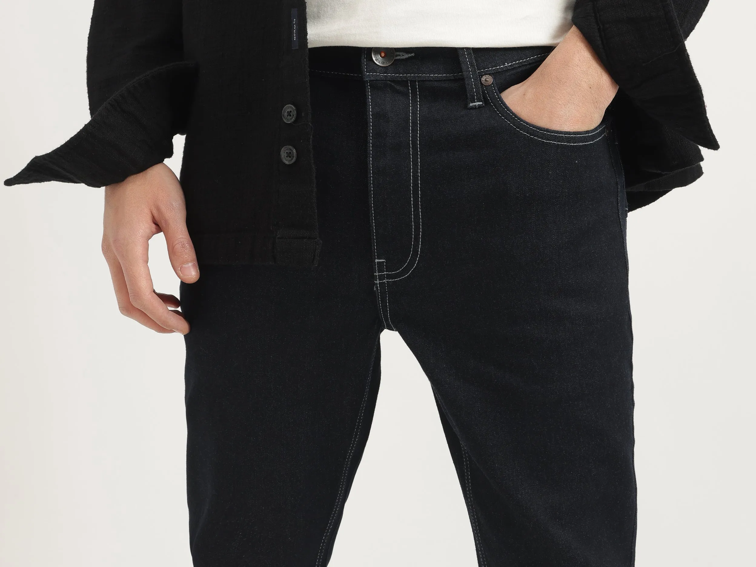 Solid Low Crotch Fit Jeans