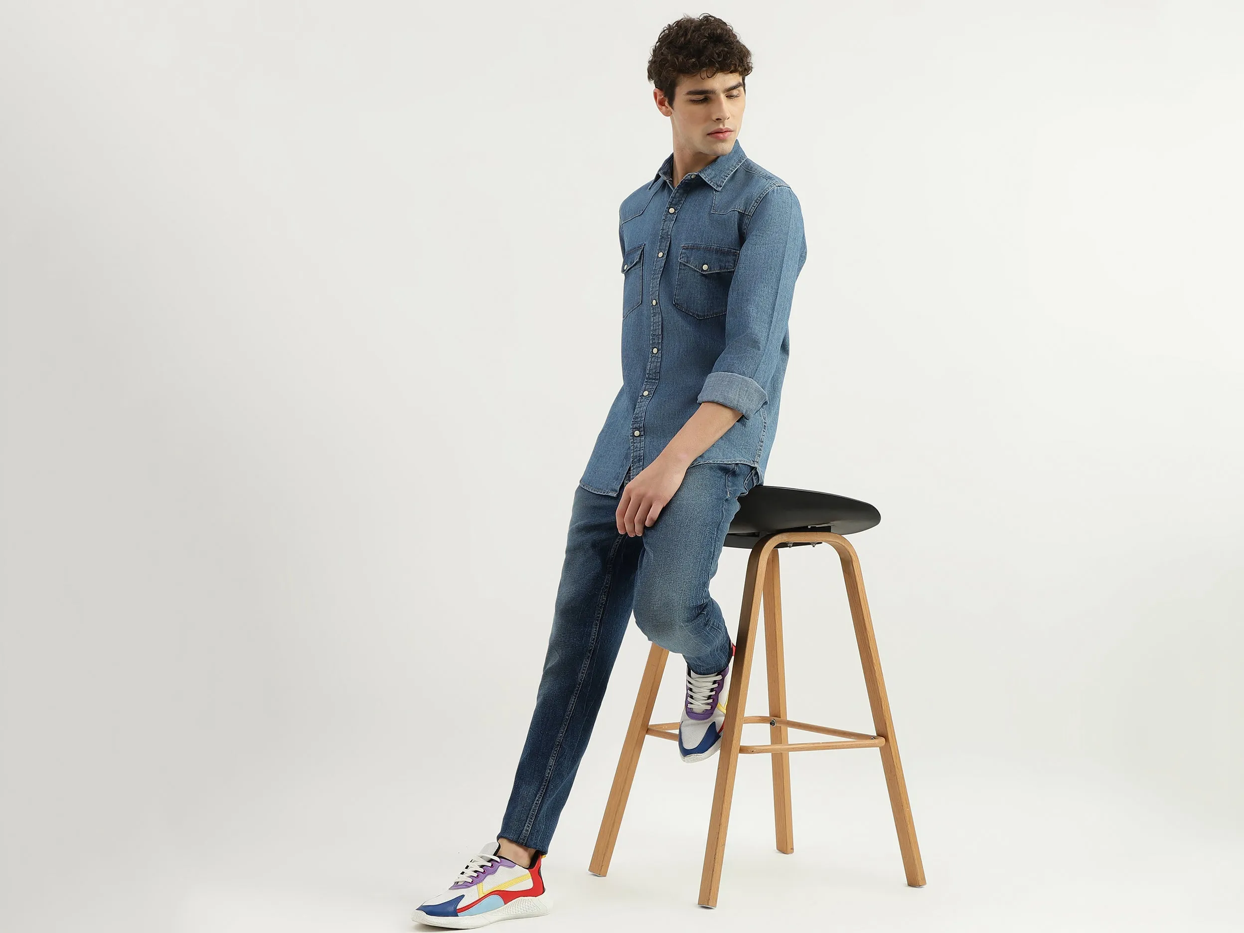 Solid Mid Rise Jeans