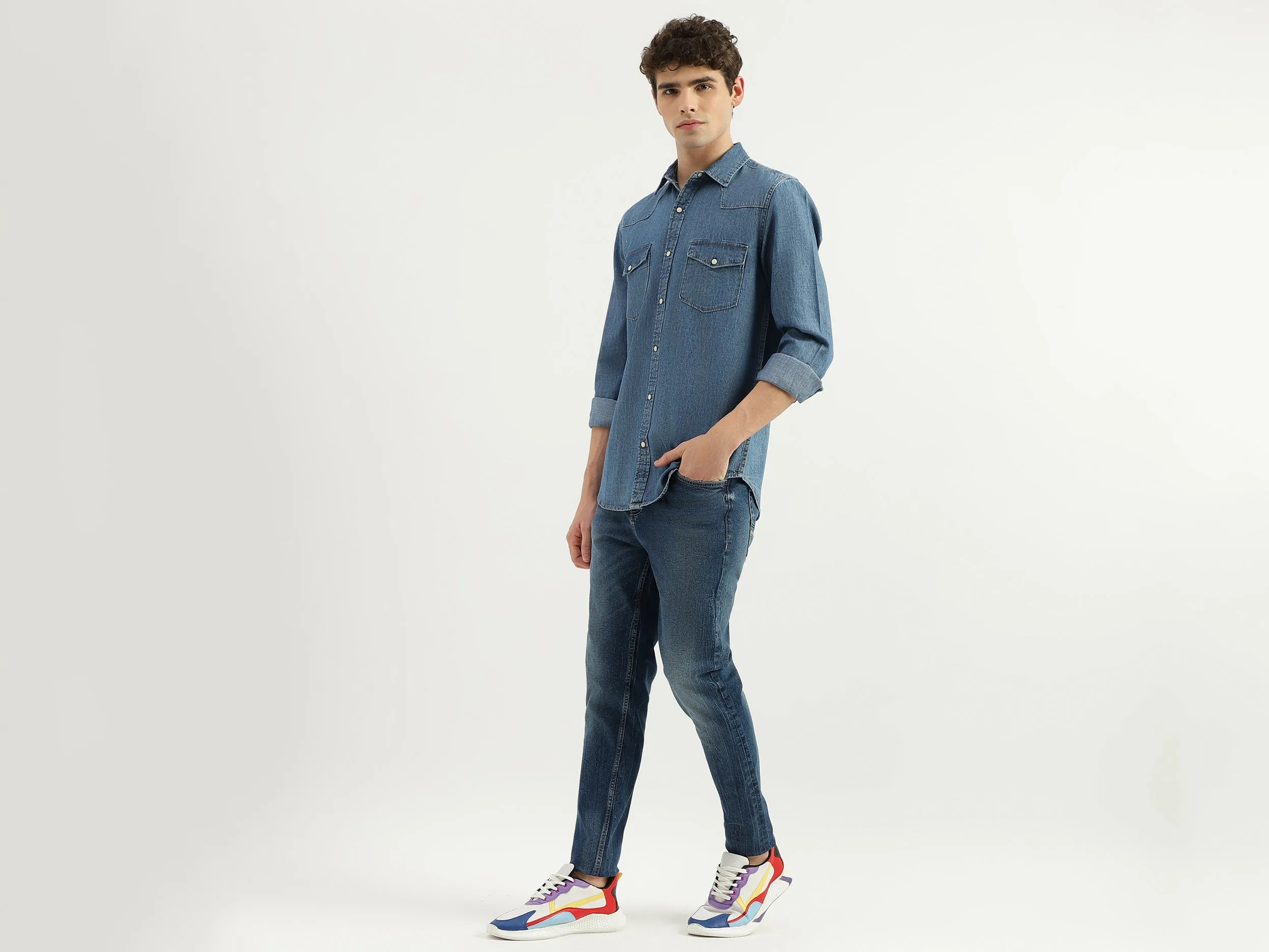 Solid Mid Rise Jeans