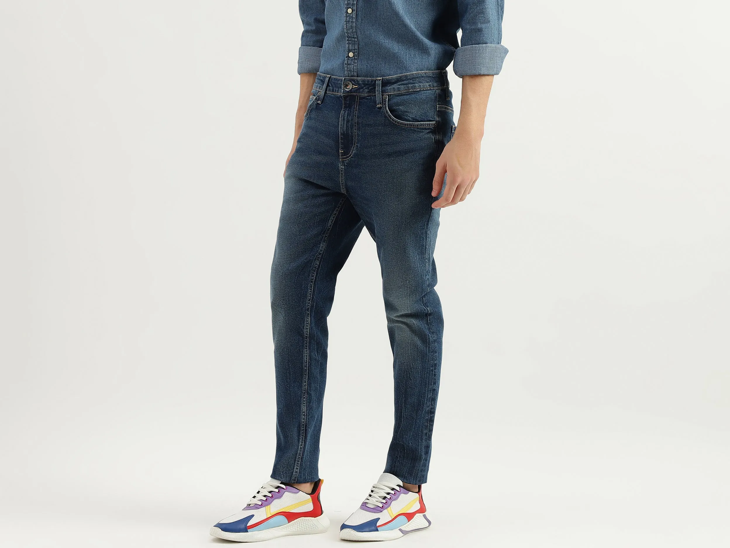 Solid Mid Rise Jeans