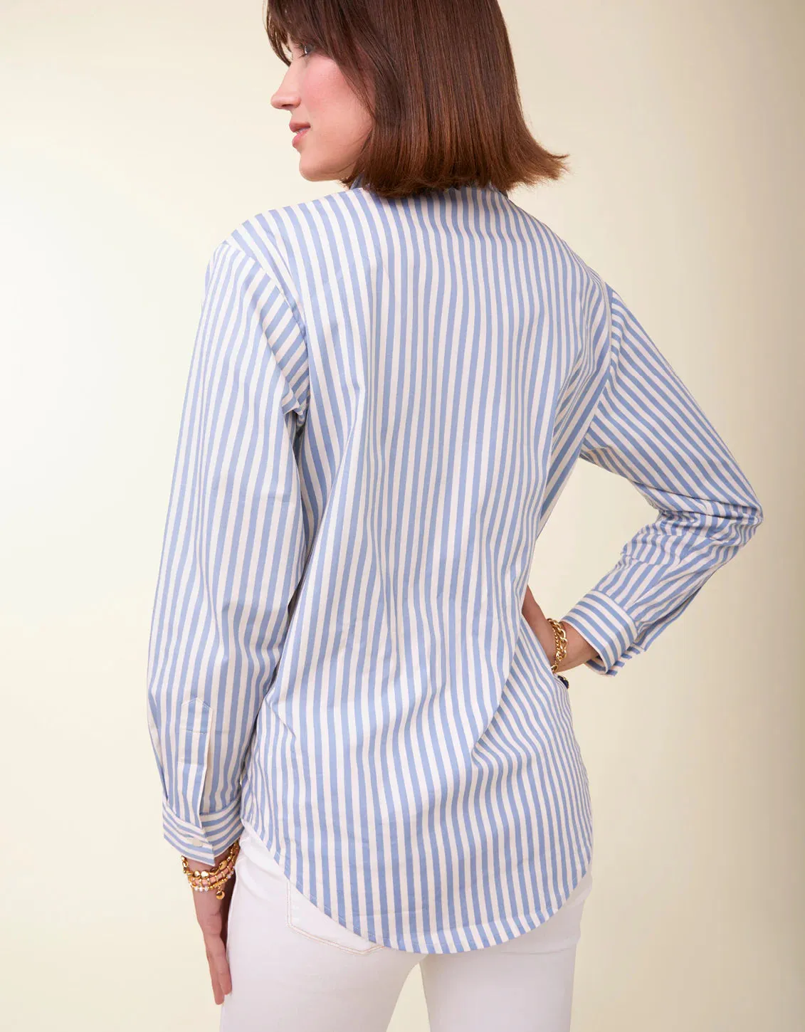 Spartina 449 Aida Buttonfront Shirt Lakeside Blue Stripe