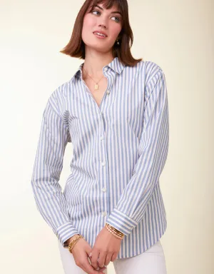 Spartina 449 Aida Buttonfront Shirt Lakeside Blue Stripe