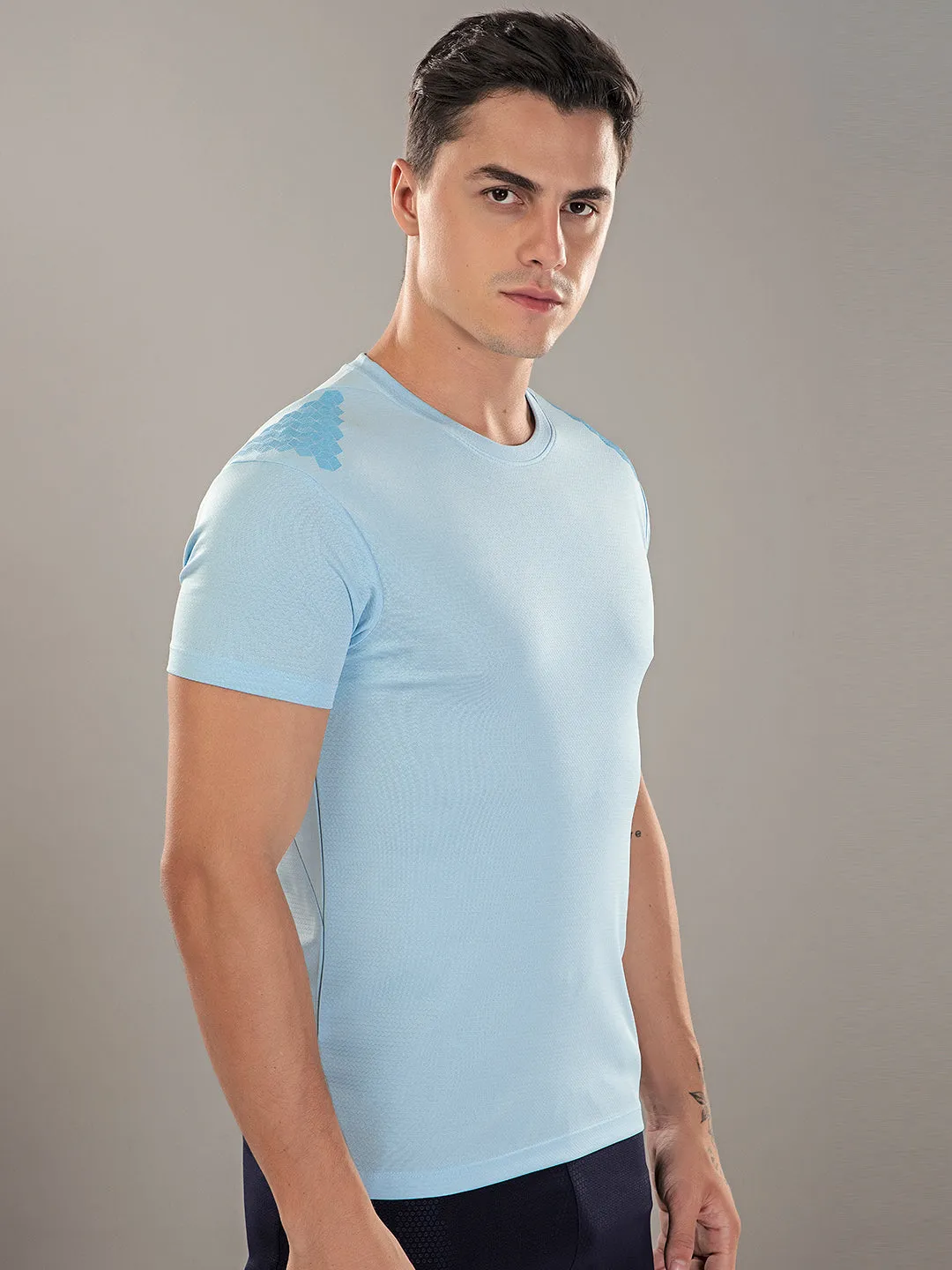 Sport Sun Active Round Neck Sky Blue T Shirt