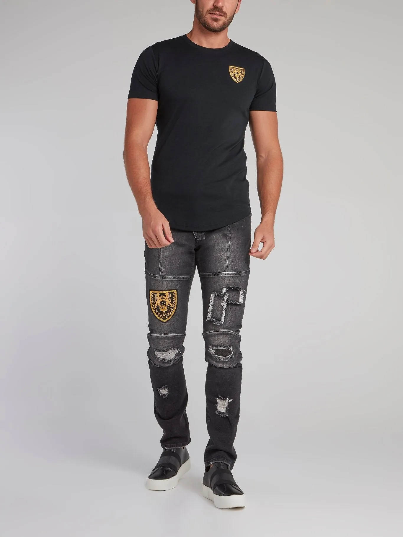 Stonebridge Black Appliquéd Crewneck T-Shirt