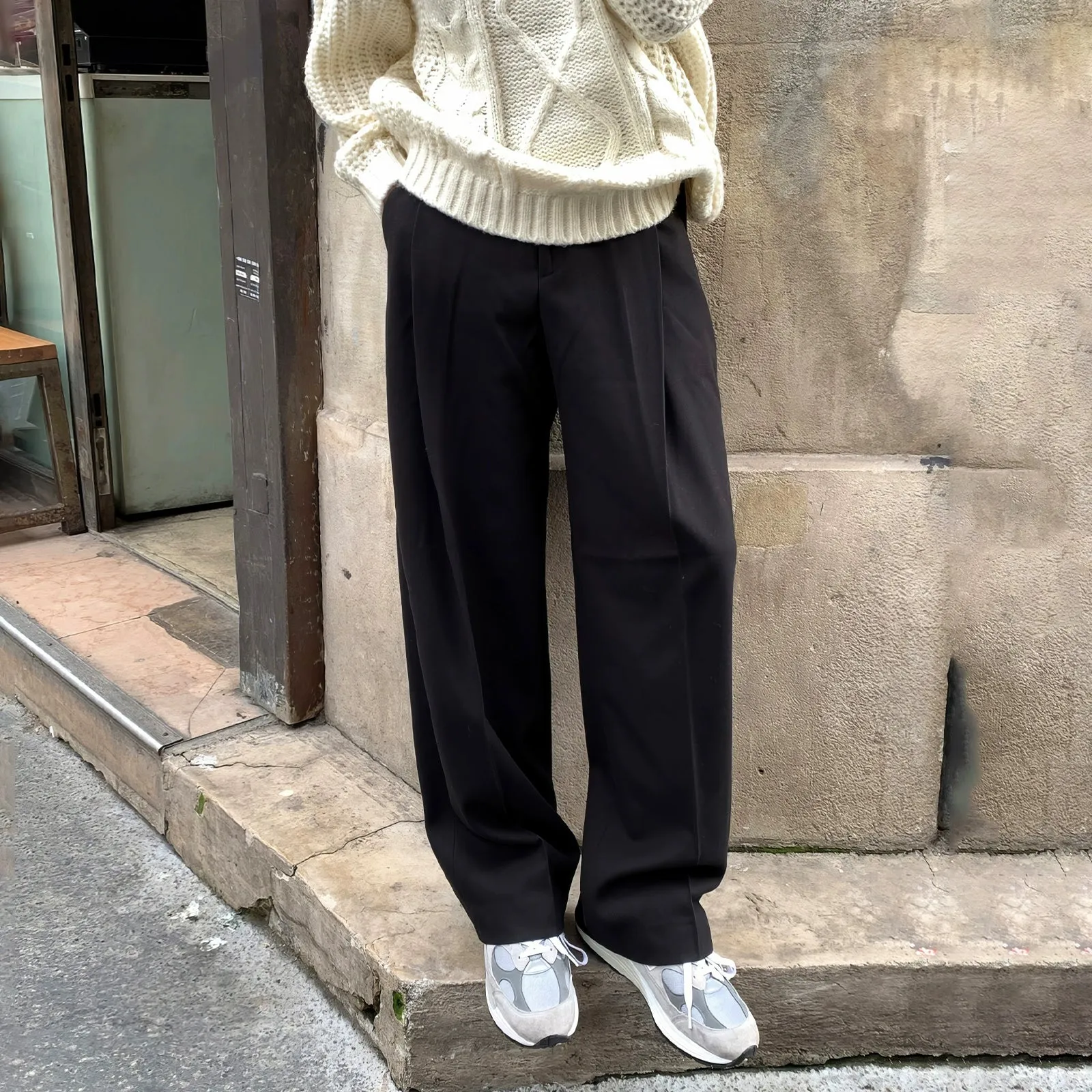 Straight Wide-Leg Suit Pants