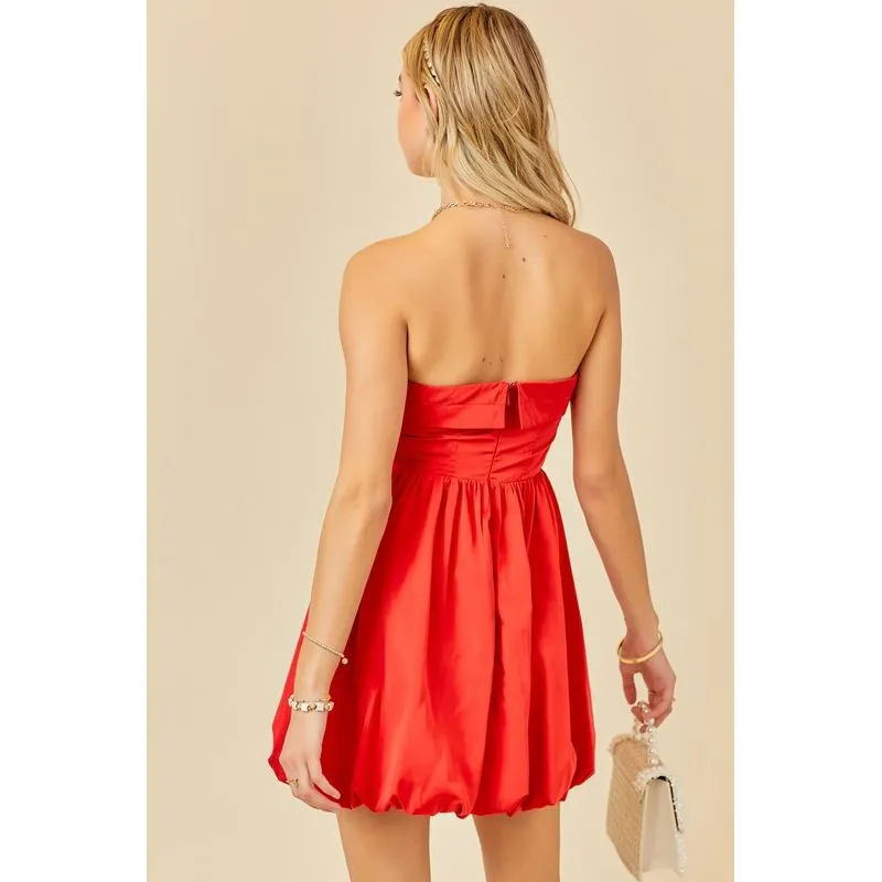 Strapless Bubble Hem Mini Dress