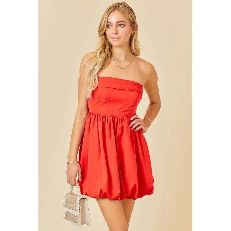 Strapless Bubble Hem Mini Dress