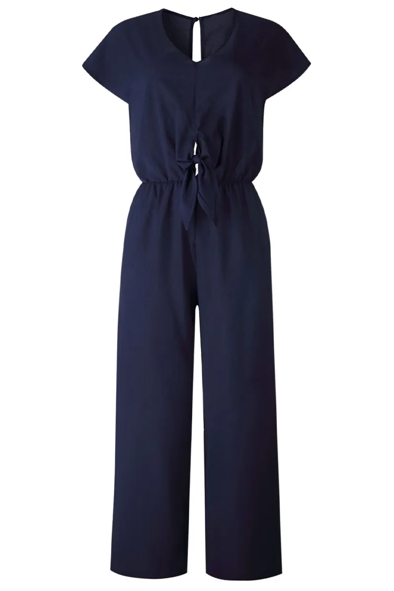 Street Solid Backless V Neck Loose Jumpsuits(3 Colors)