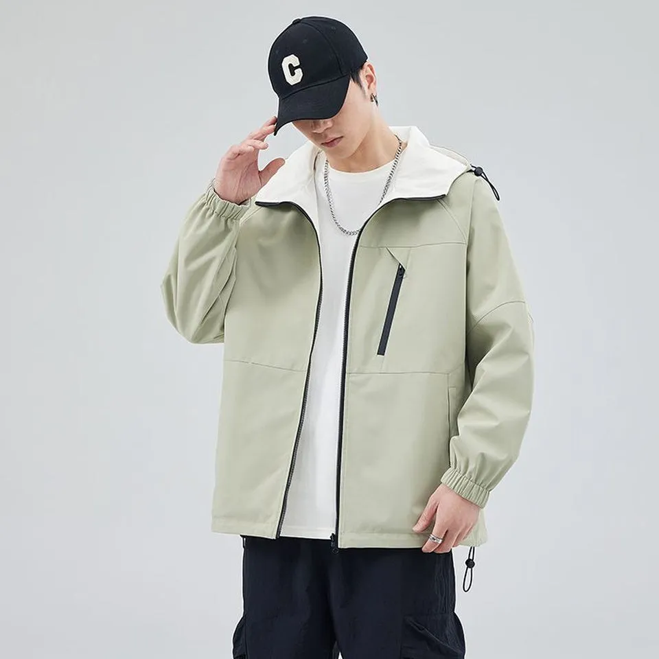 Stylish Windproof Raincoat Featuring a Drawstring Hem for Men