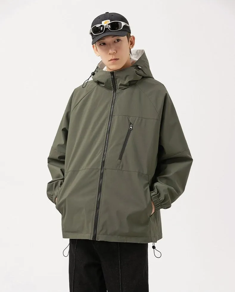 Stylish Windproof Raincoat Featuring a Drawstring Hem for Men