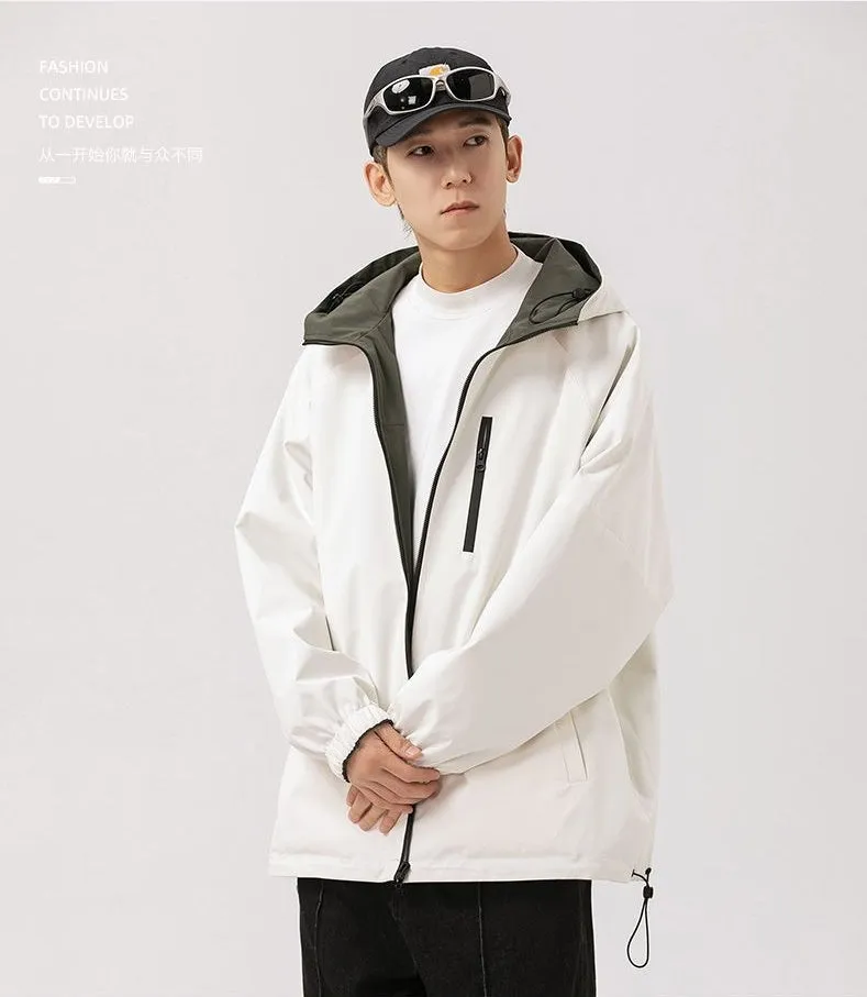 Stylish Windproof Raincoat Featuring a Drawstring Hem for Men