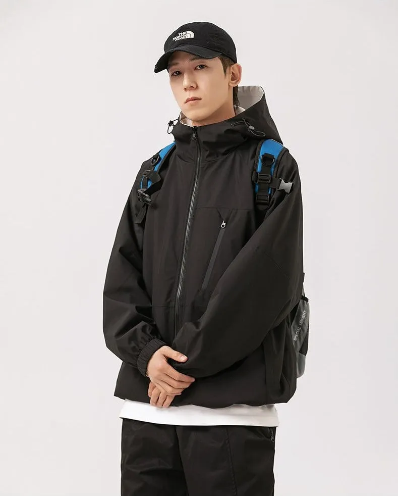Stylish Windproof Raincoat Featuring a Drawstring Hem for Men