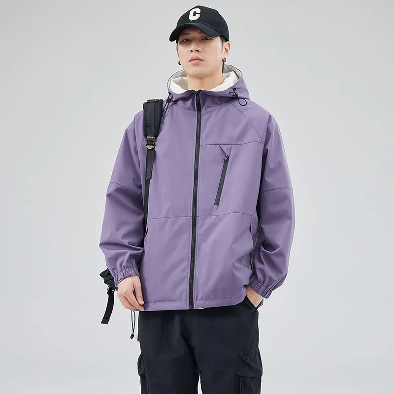 Stylish Windproof Raincoat Featuring a Drawstring Hem for Men
