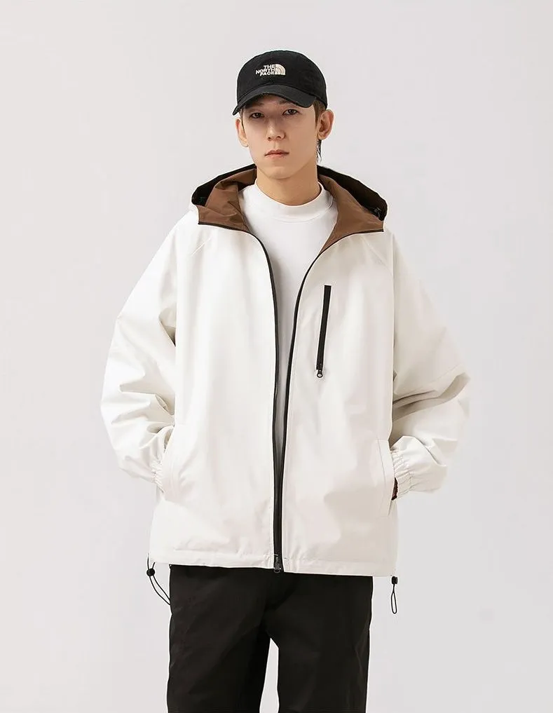 Stylish Windproof Raincoat Featuring a Drawstring Hem for Men