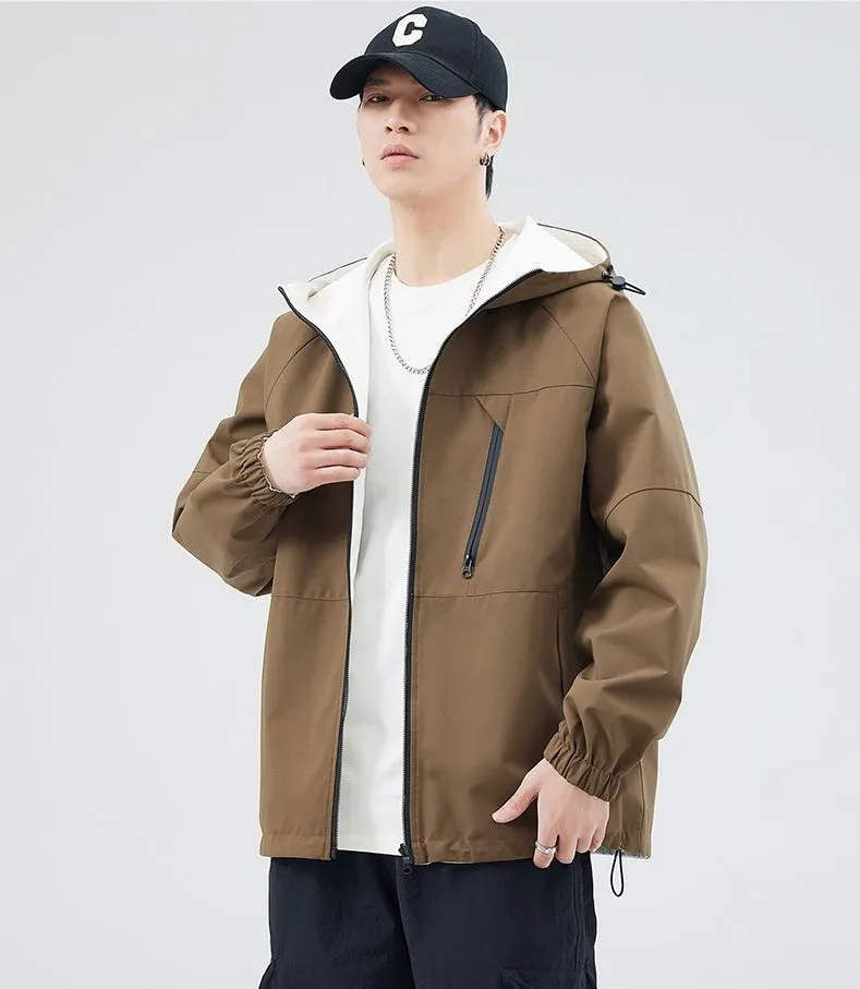 Stylish Windproof Raincoat Featuring a Drawstring Hem for Men