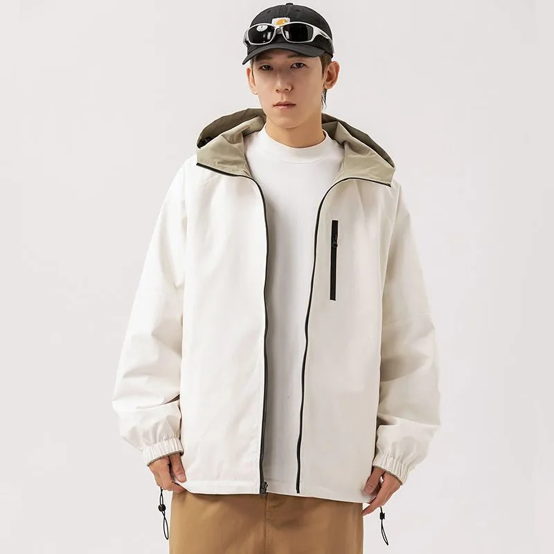 Stylish Windproof Raincoat Featuring a Drawstring Hem for Men