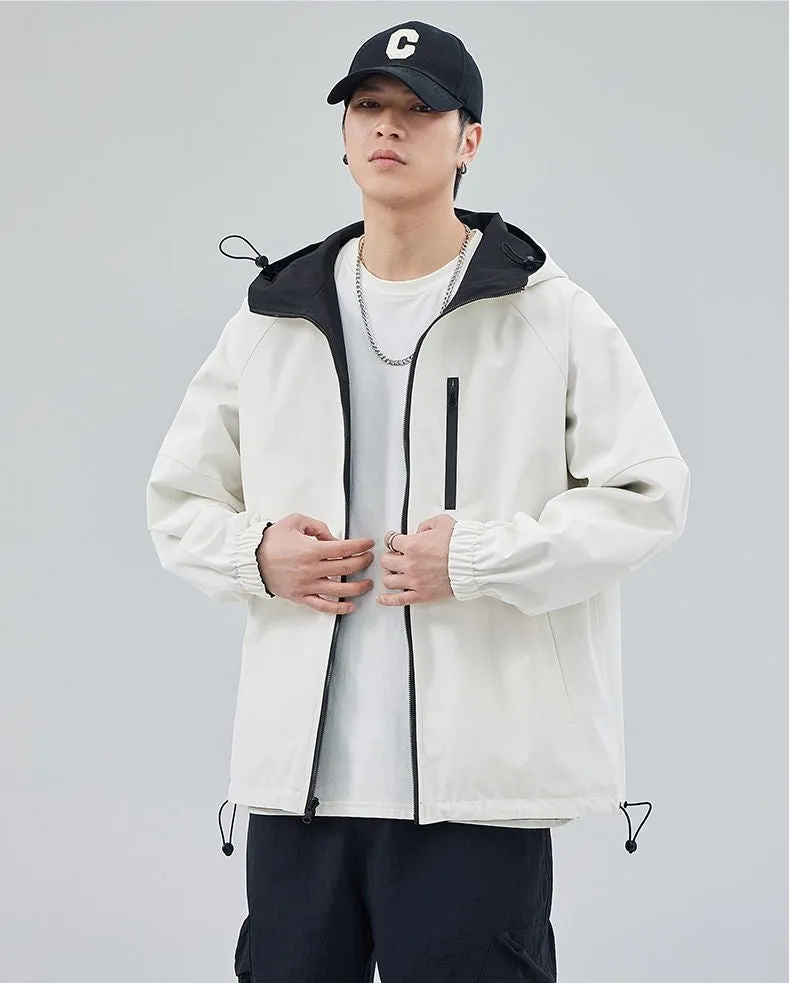 Stylish Windproof Raincoat Featuring a Drawstring Hem for Men