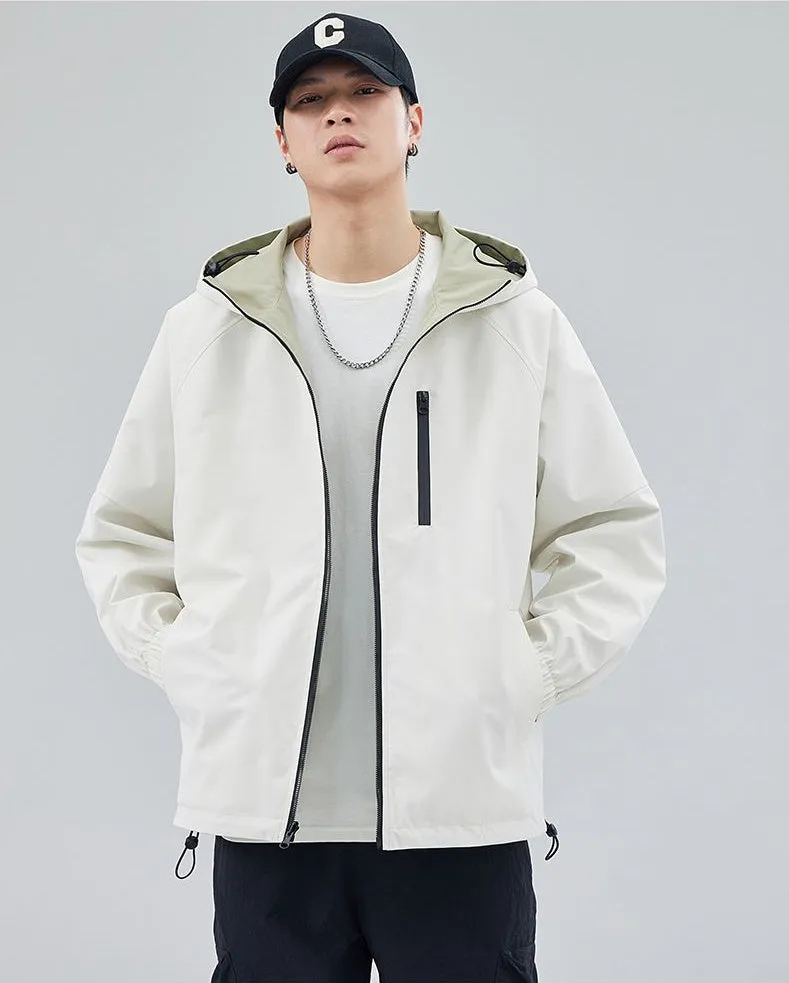 Stylish Windproof Raincoat Featuring a Drawstring Hem for Men
