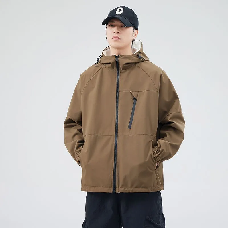 Stylish Windproof Raincoat Featuring a Drawstring Hem for Men
